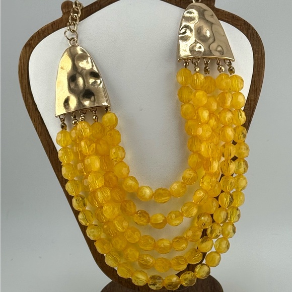 Elegant Lux Yellow Multi-Strand Beaded Necklace with Lobster Claw Clasp NWT - Picture 5 of 14
